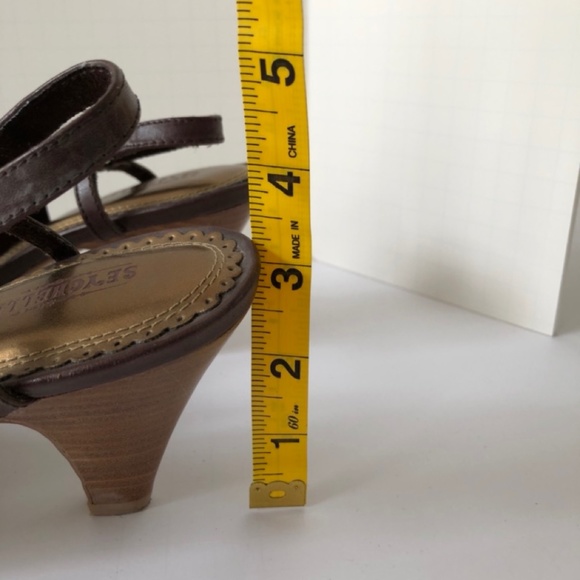 Seychelles - high heeled sling back in brown leather size 9 - Picture 3 of 5